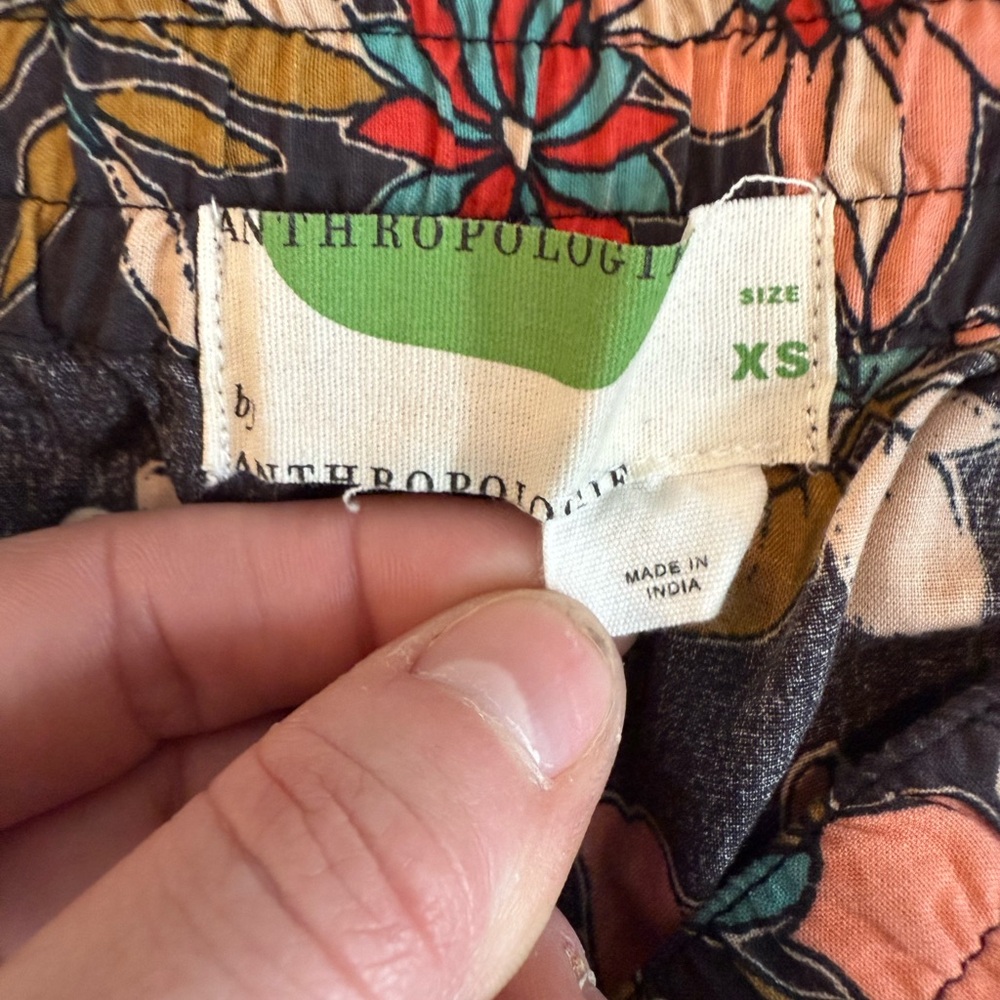Anthropologie Floral Jogger Pants XS Boho Drawstring Side Stripe Rayon Lounge - Picture 2 of 4